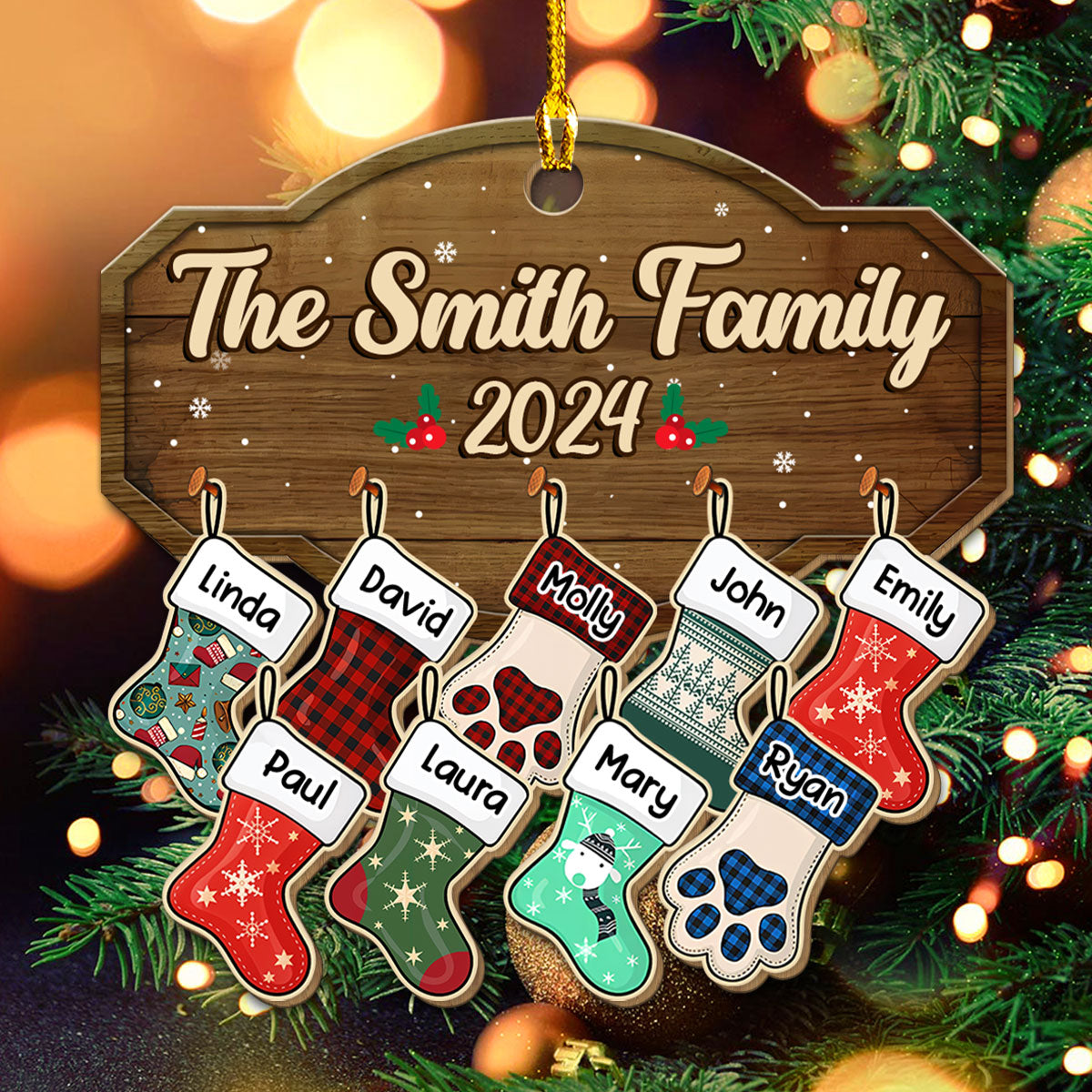 Family With Pet - Personalized Custom Wood Ornament