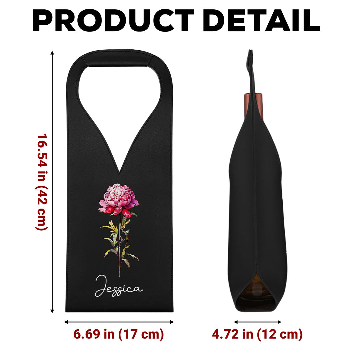Bloom Where We Grow - Personalized Custom Leather Wine Bag