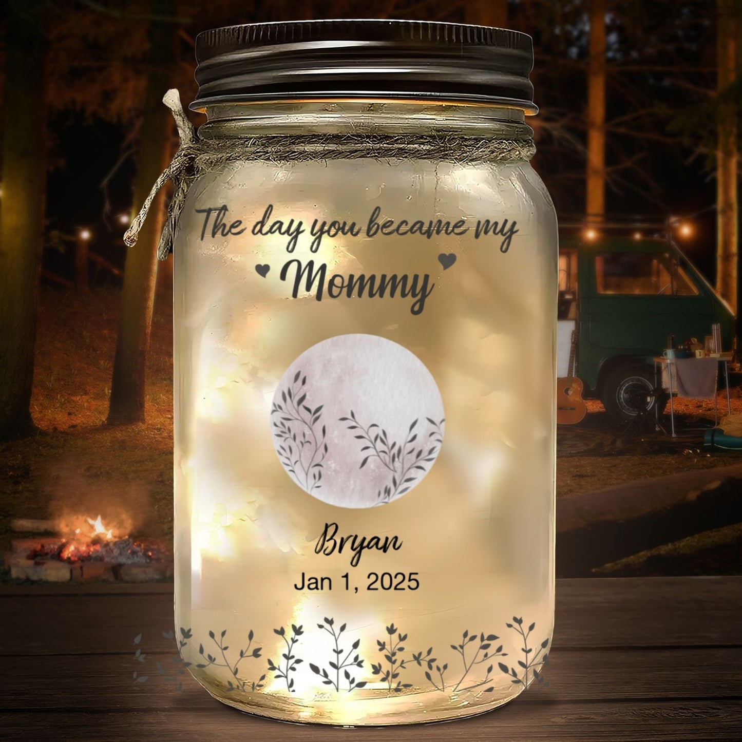 The Days You Became Mom - Personalized Custom Mason Jar Light