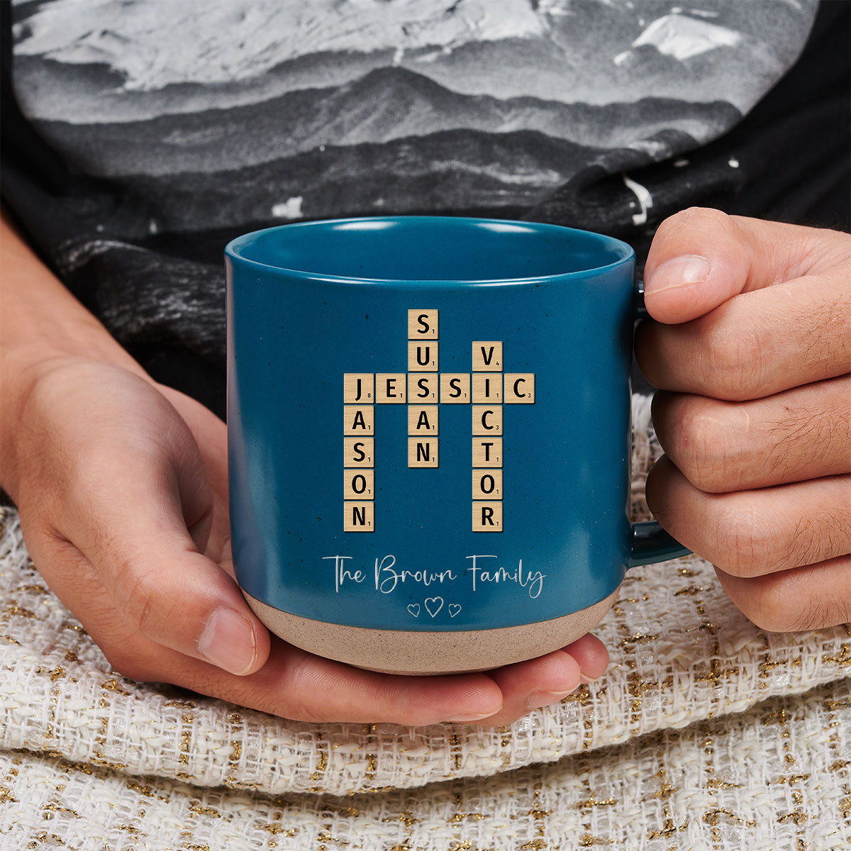 Crossword Art Merry Christmas - Personalized Custom Pottery Mug