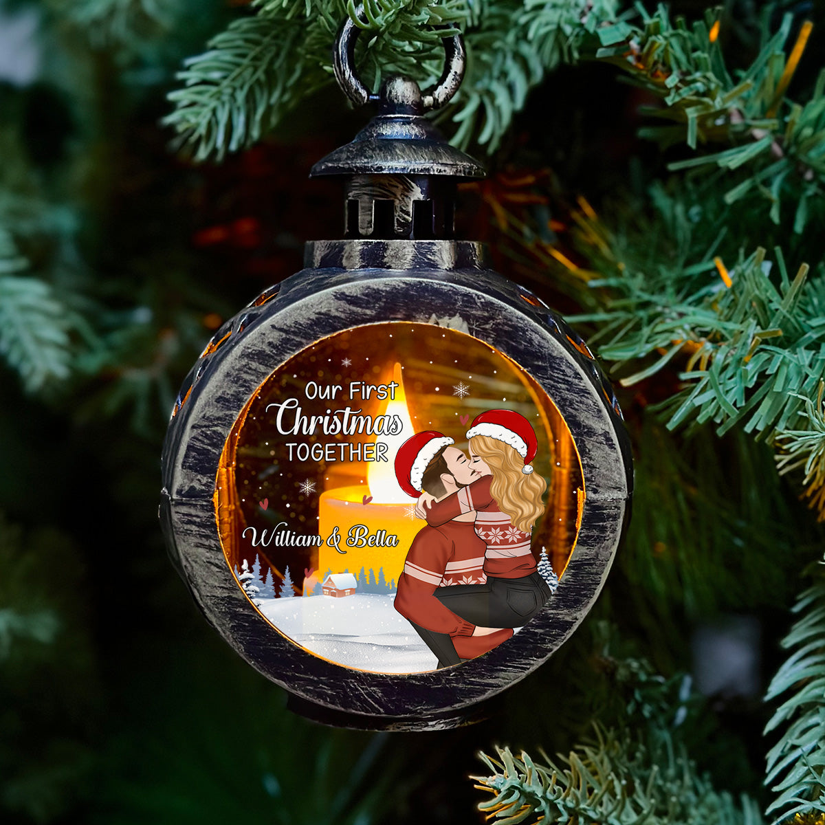 First Year Together -  Personalized Custom Christmas Lantern