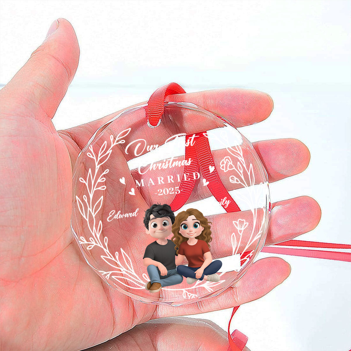 Our First Year As One - Personalized Custom Glass Ornament