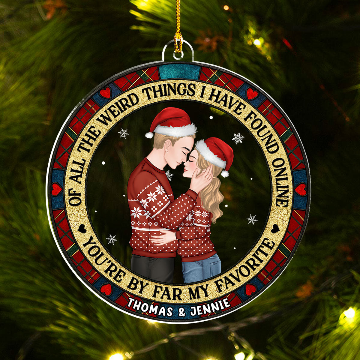 Christmas Couple You Are My Favorite By Far - Personalized Custom Acrylic Ornament