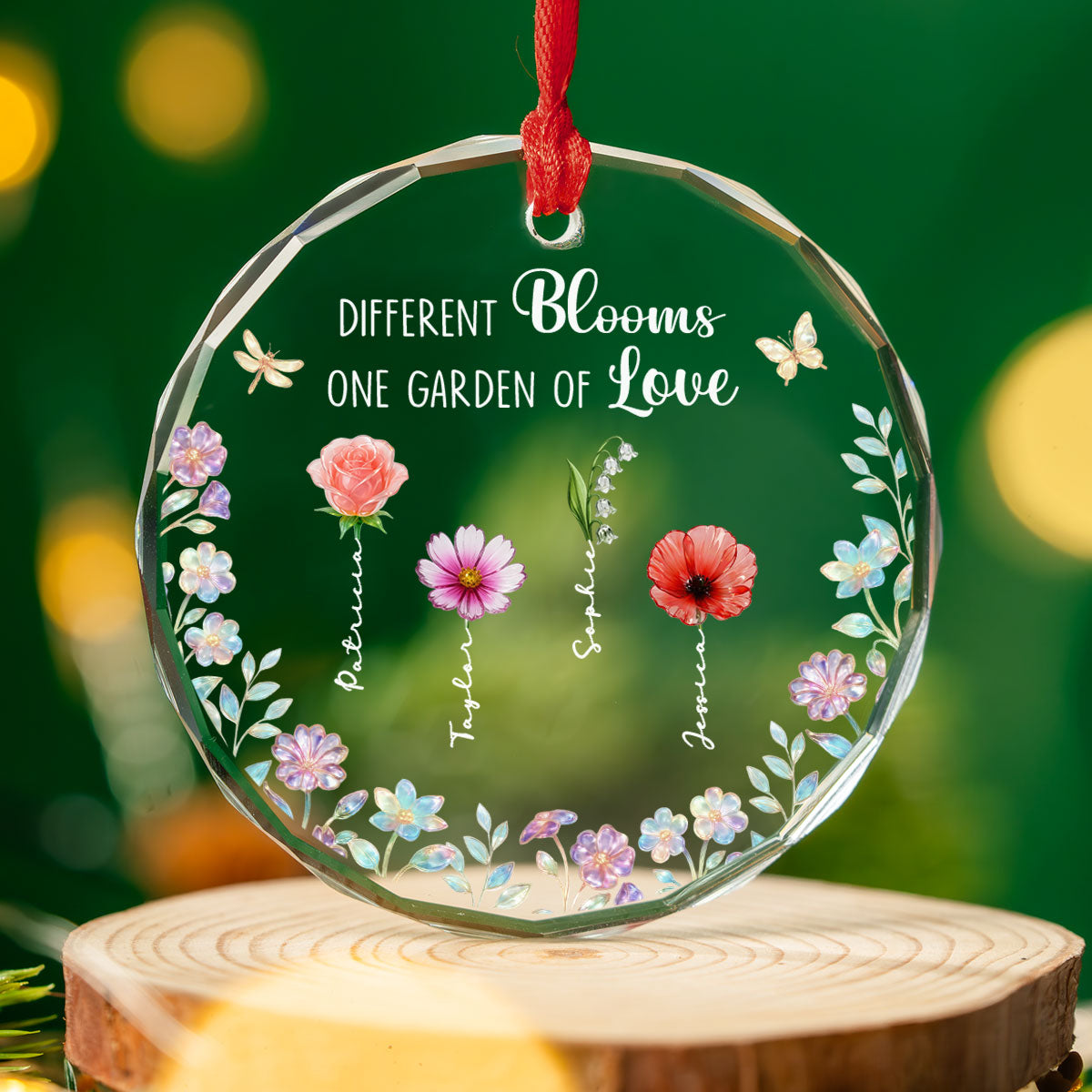Different Blooms - Personalized Custom Glass Ornament