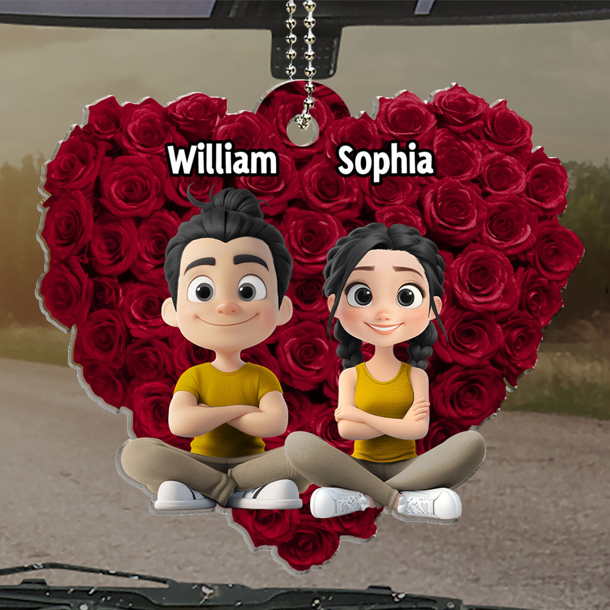 Love Rose - Personalized Custom Car Ornament