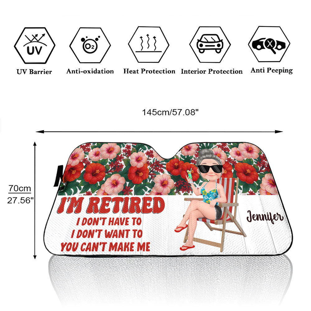 I Am Retired - Personalized Custom Car Sunshade
