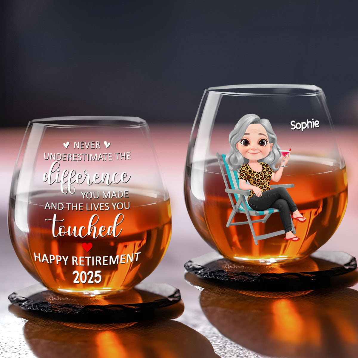 Happy Retirement - Personalized Custom Wine Glass