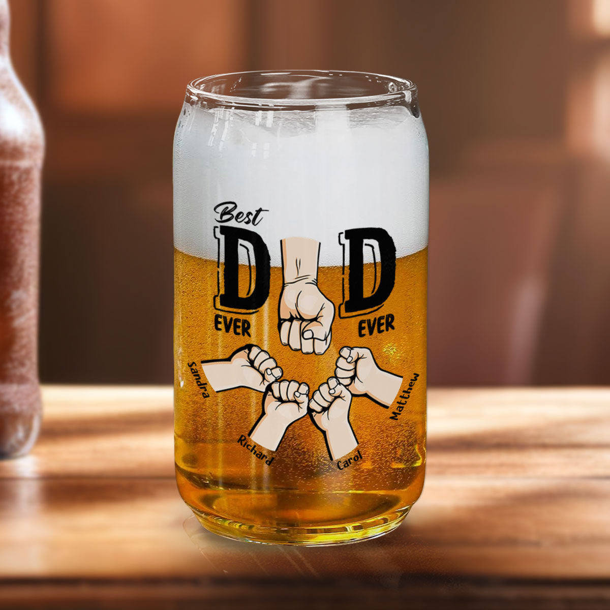 Best Dad Ever - Personalized Custom Beer Can Glass