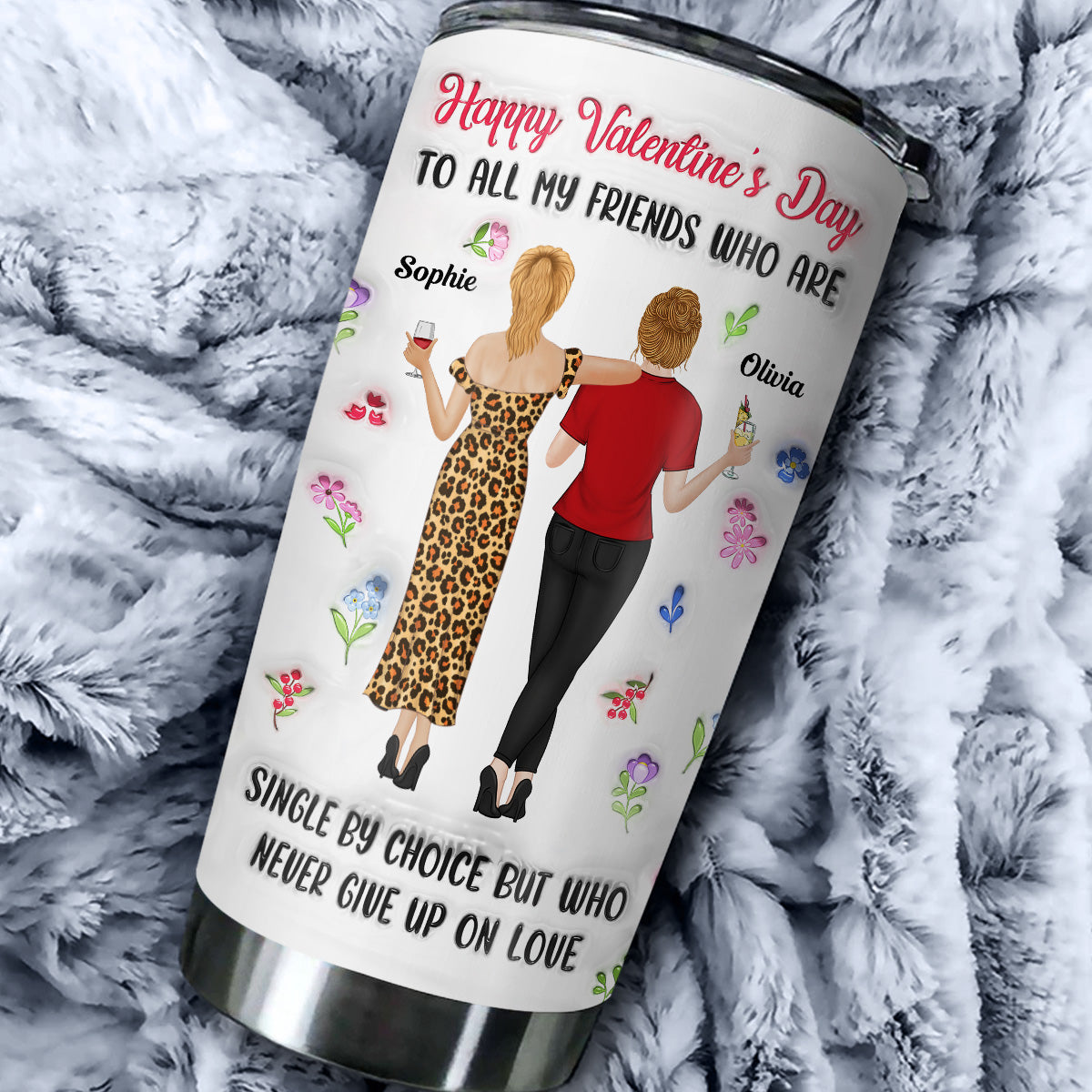 Never Give Up On Love - Personalized Custom 3D Inflated Effect Tumbler