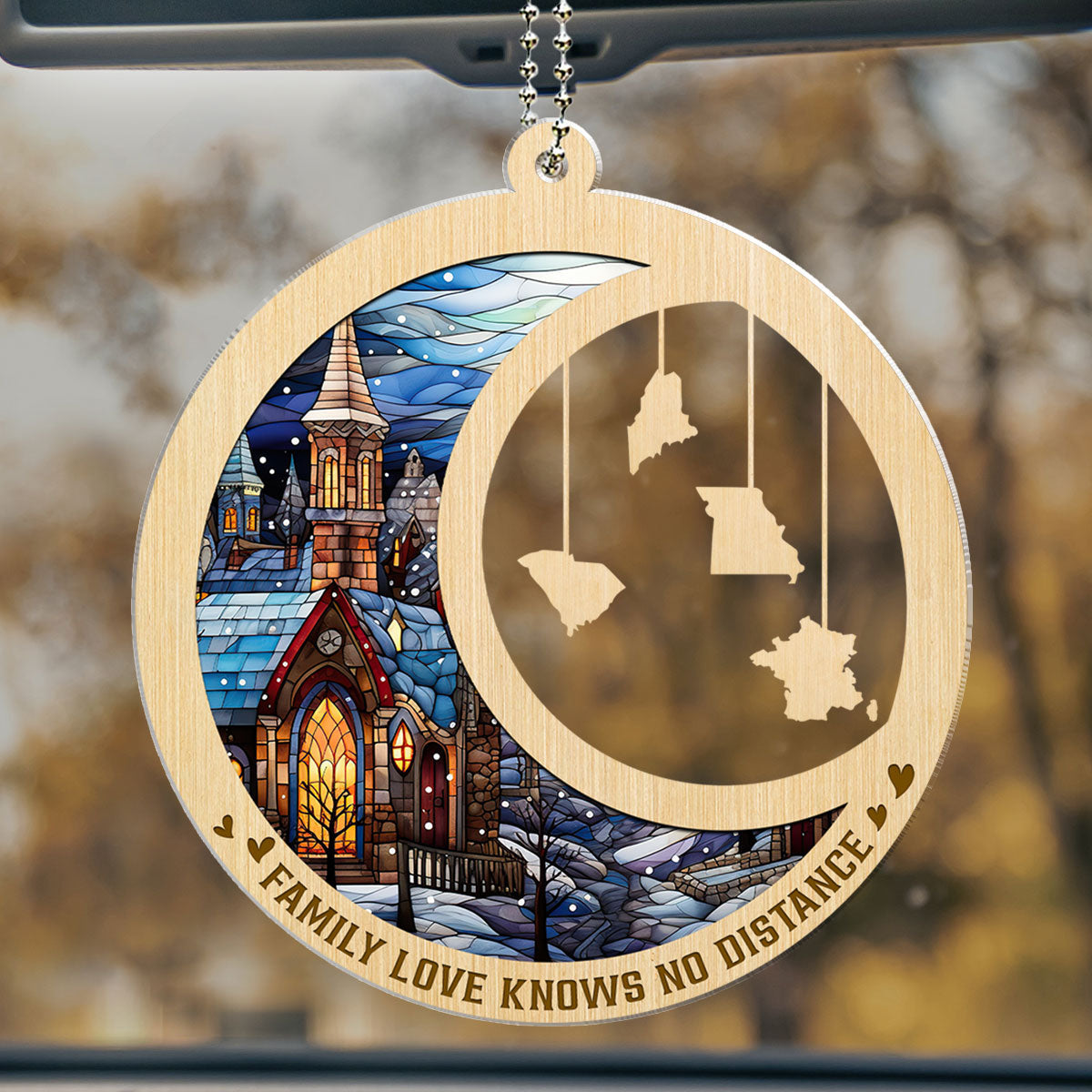 Family Love Knows No Distance Ver 2 - Personalized Custom Car Ornament