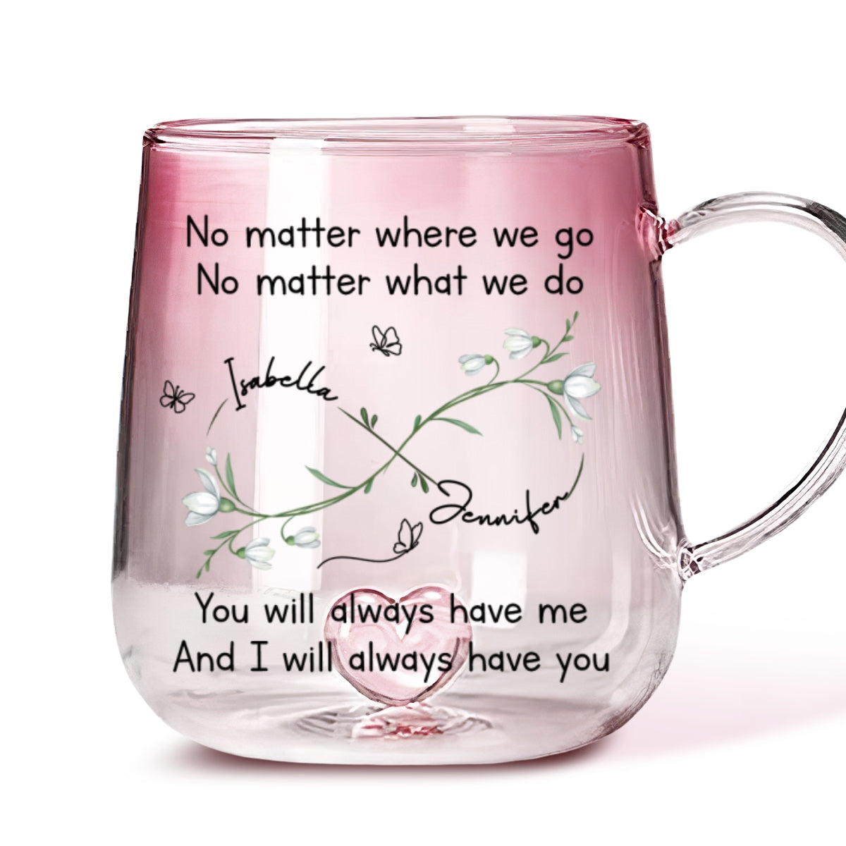 Bestie Always Beside You - Personalized Custom Pink Gradient Glass Mug