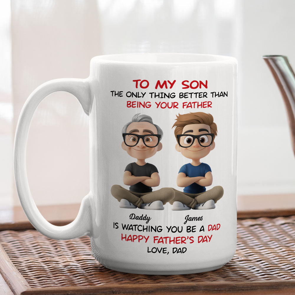 Dad To My Son Cartoonize - Personalized Custom Coffee Mug