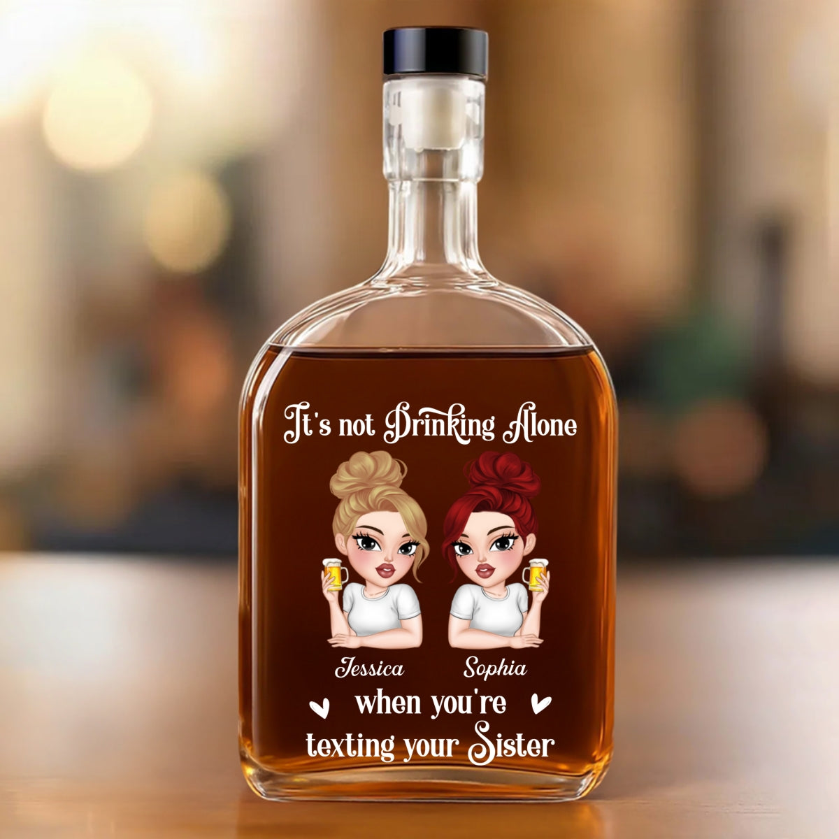 Not Drinking Alone - Personalized Custom Spirits Decanter