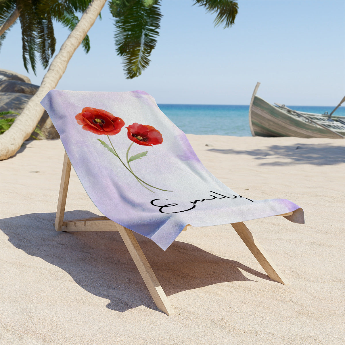 Beach Flower -  Personalized Custom Beach Towel