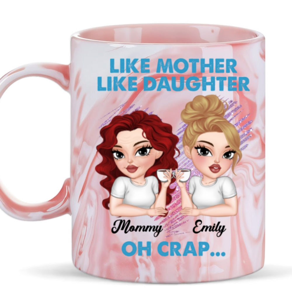 Like Mother Like Daughter - Personalized Custom Pink Marble Mug