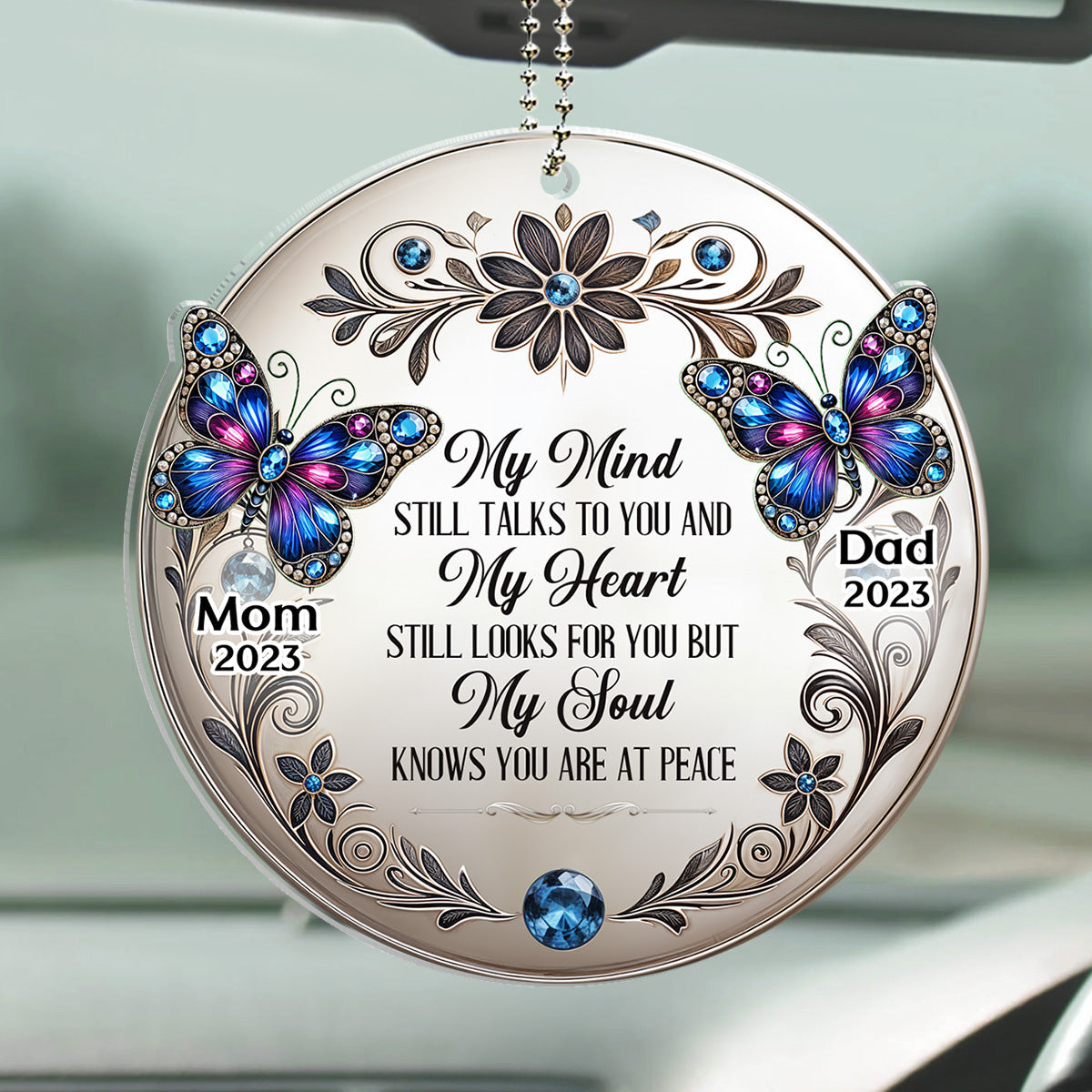 My Mind My Heart My Soul Butterfly - Personalized Custom Car Ornament
