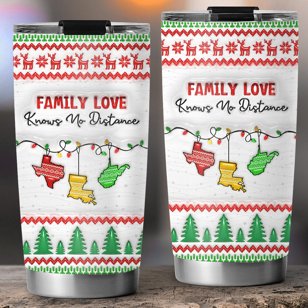 Family Love Knows No Distance - Personalized Custom 3D Inflated Effect Tumbler