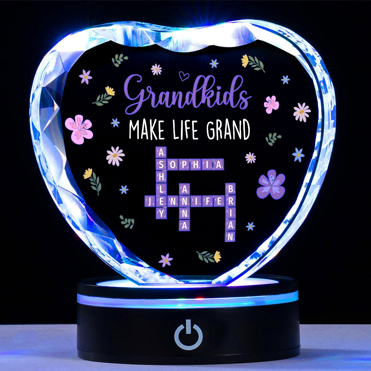 Grandkids Make Life Grand Crossword - Personalized Custom Crystal Led Light