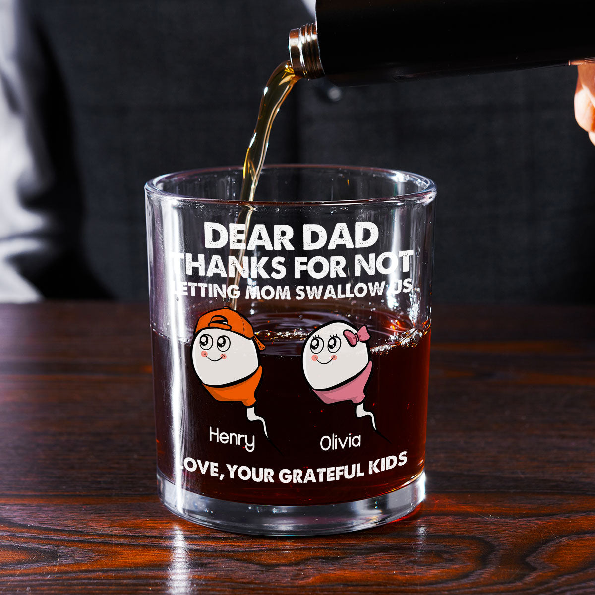 Thanks For Not Letting Mom Swallow Us - Personalized Custom Whiskey Glass