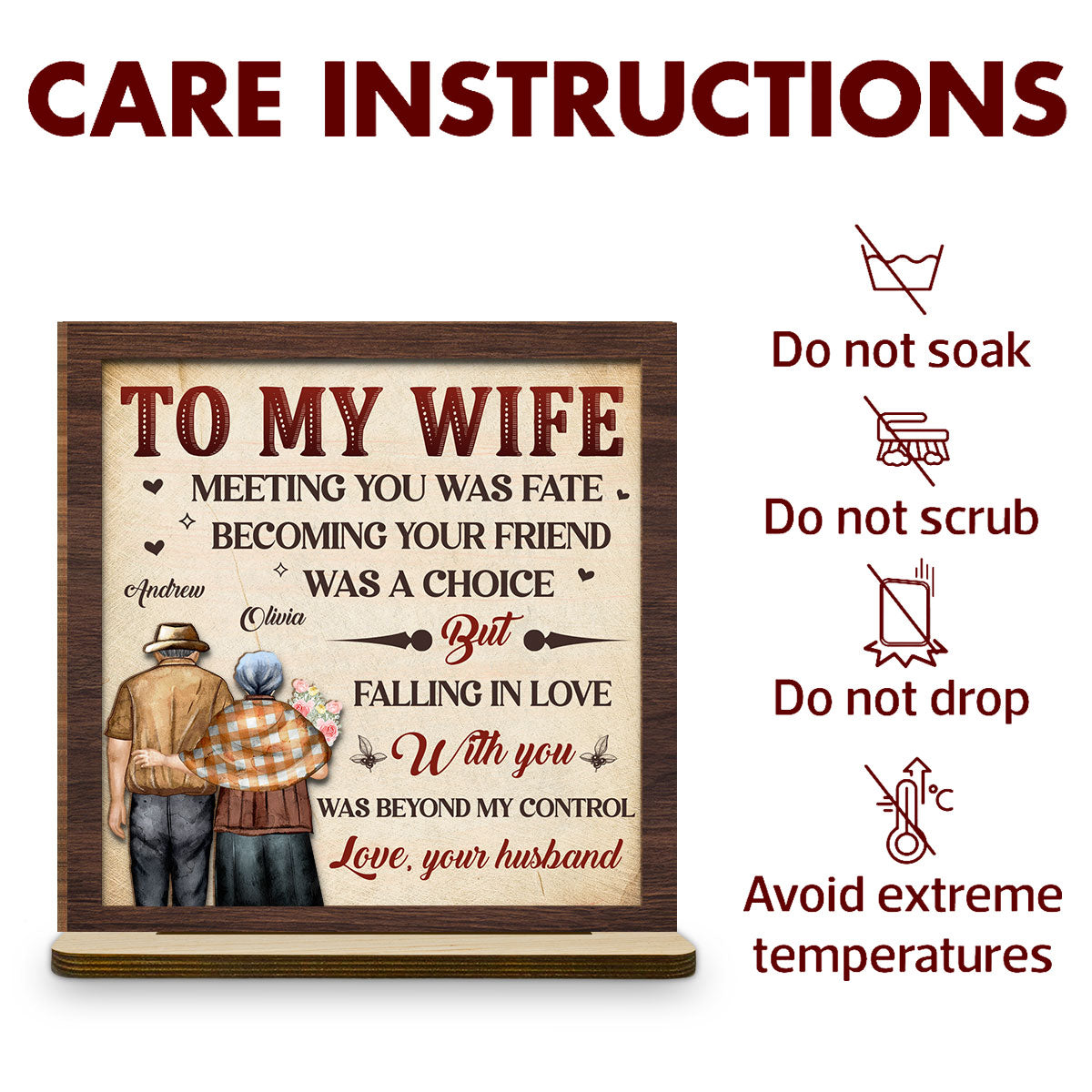 Fall In Love - Personalized Custom 2-Layer Wood Plaque With Flat Base