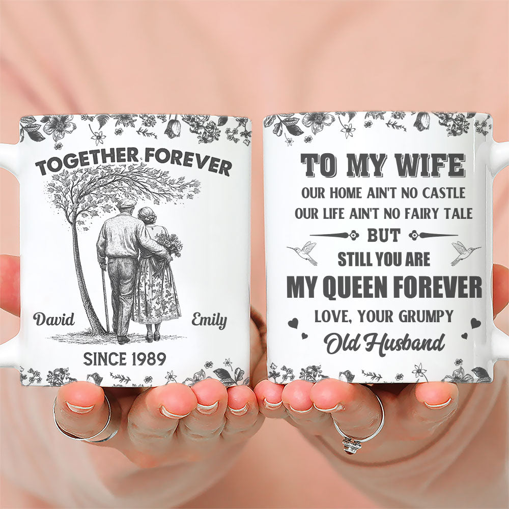 To My Queen Blue Toile - Personalized Custom Coffee Mug