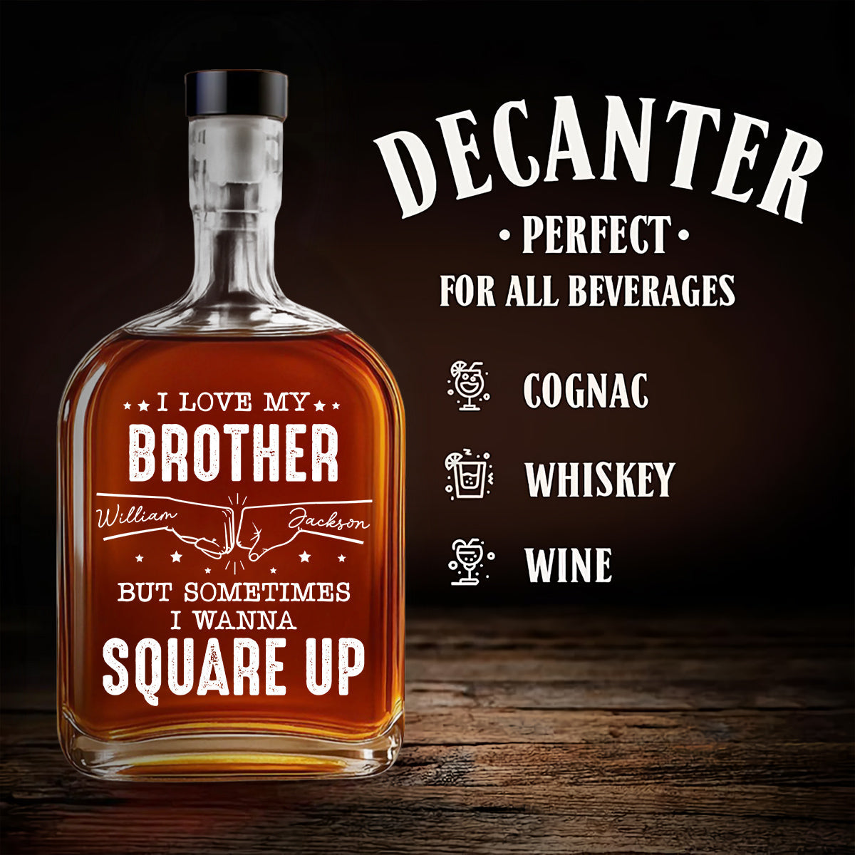 Fighting Yet Loving Each Other - Personalized Custom Spirits Decanter