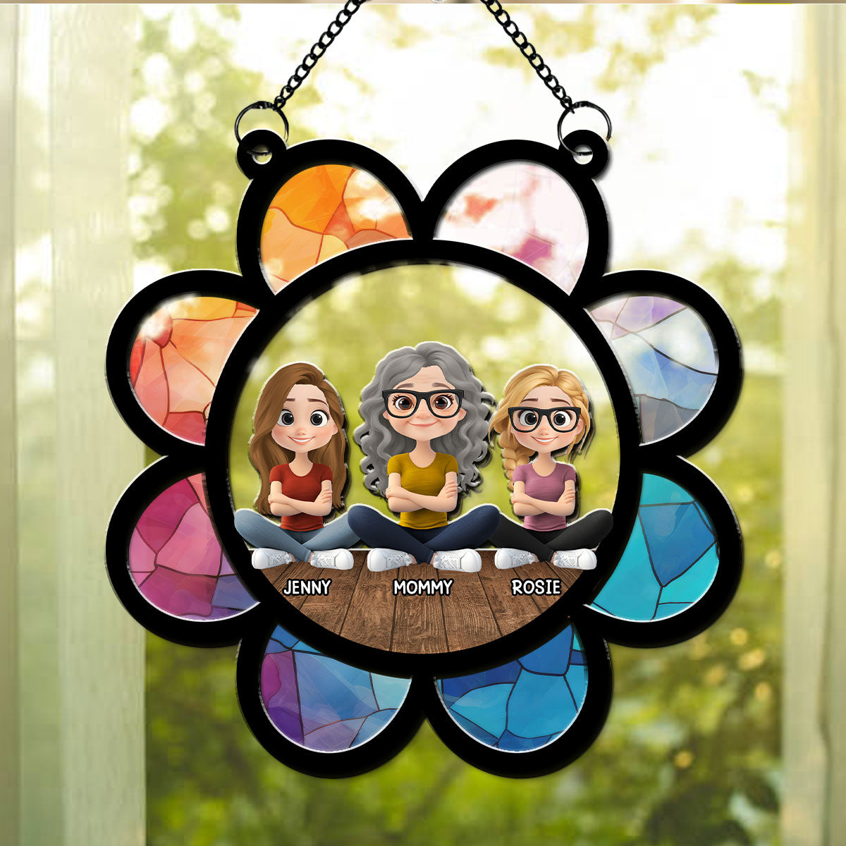 Mom Mum Flower - Personalized Custom Suncatcher