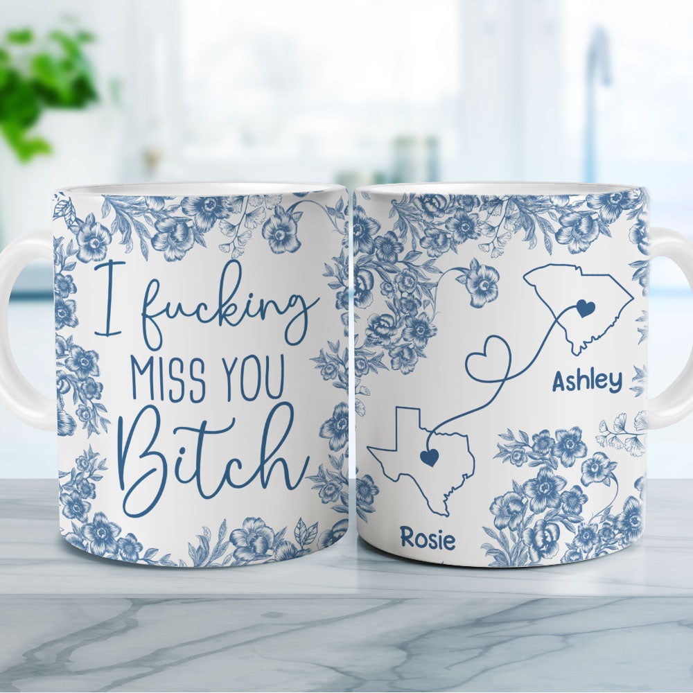 I Miss You Bestie Blue - Personalized Custom 3D Inflated Effect Mug