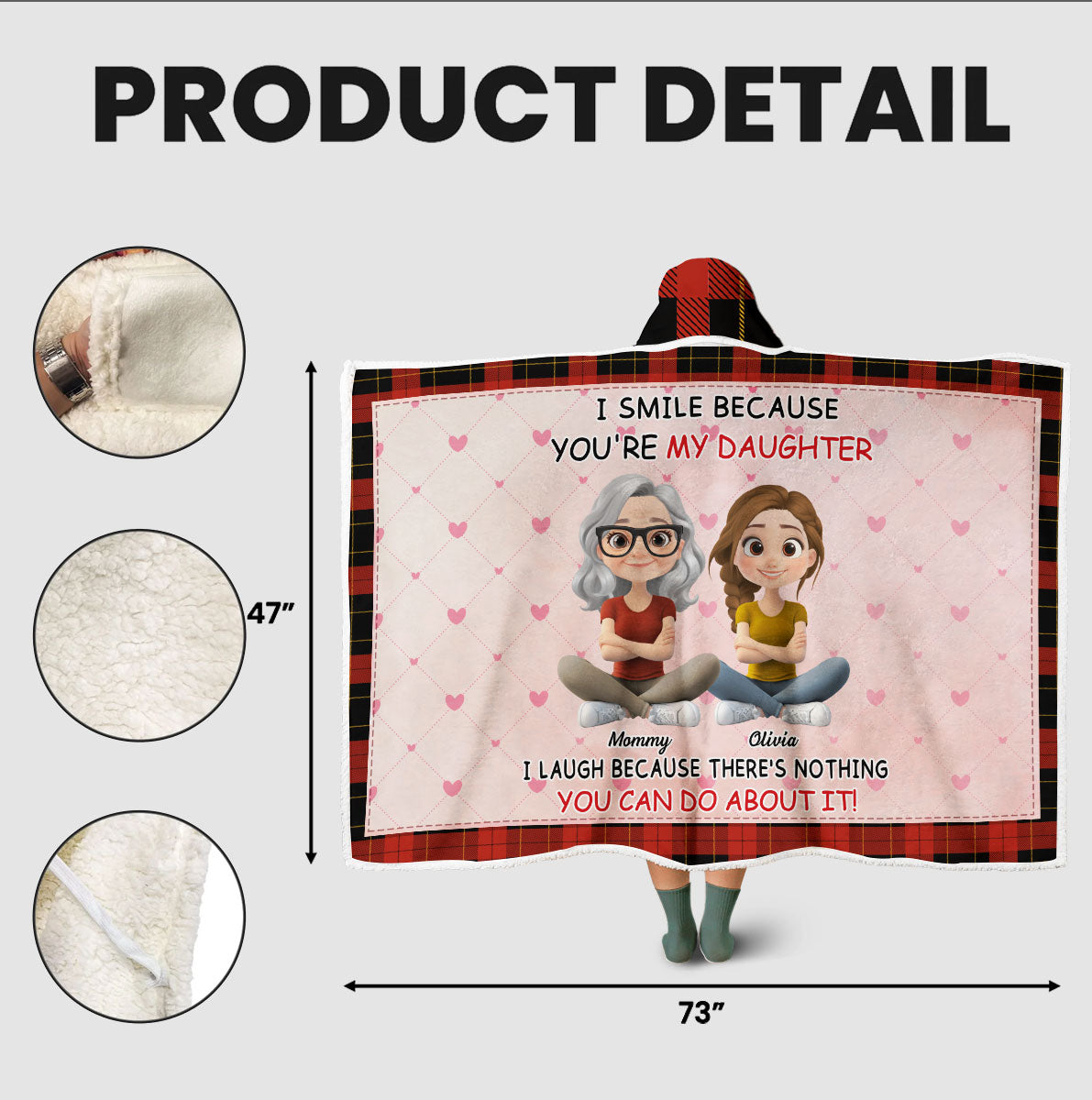 For Daughter - Personalized Custom Hooded Blanket