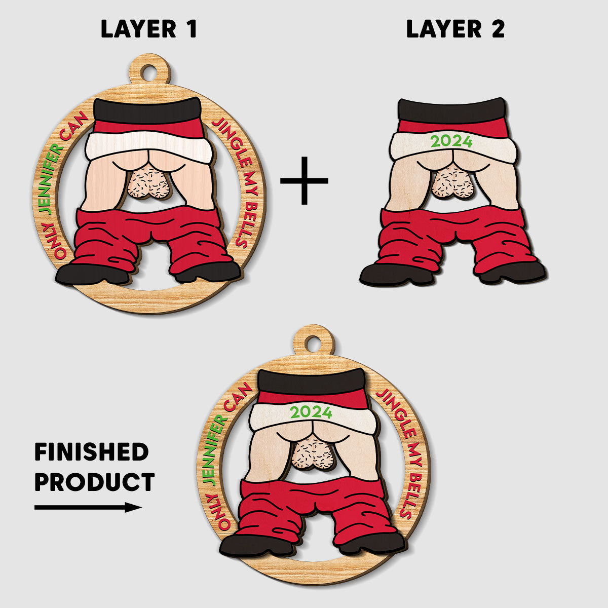 Jingle My Bells - Personalized Custom 2-Layered Wood Ornament