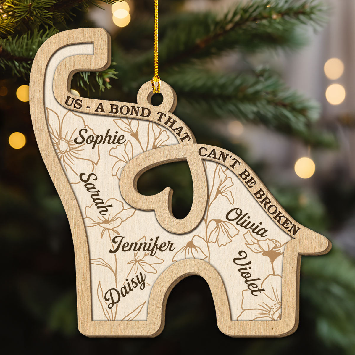 Unshaken Bond - Personalized Custom Wood Ornament 