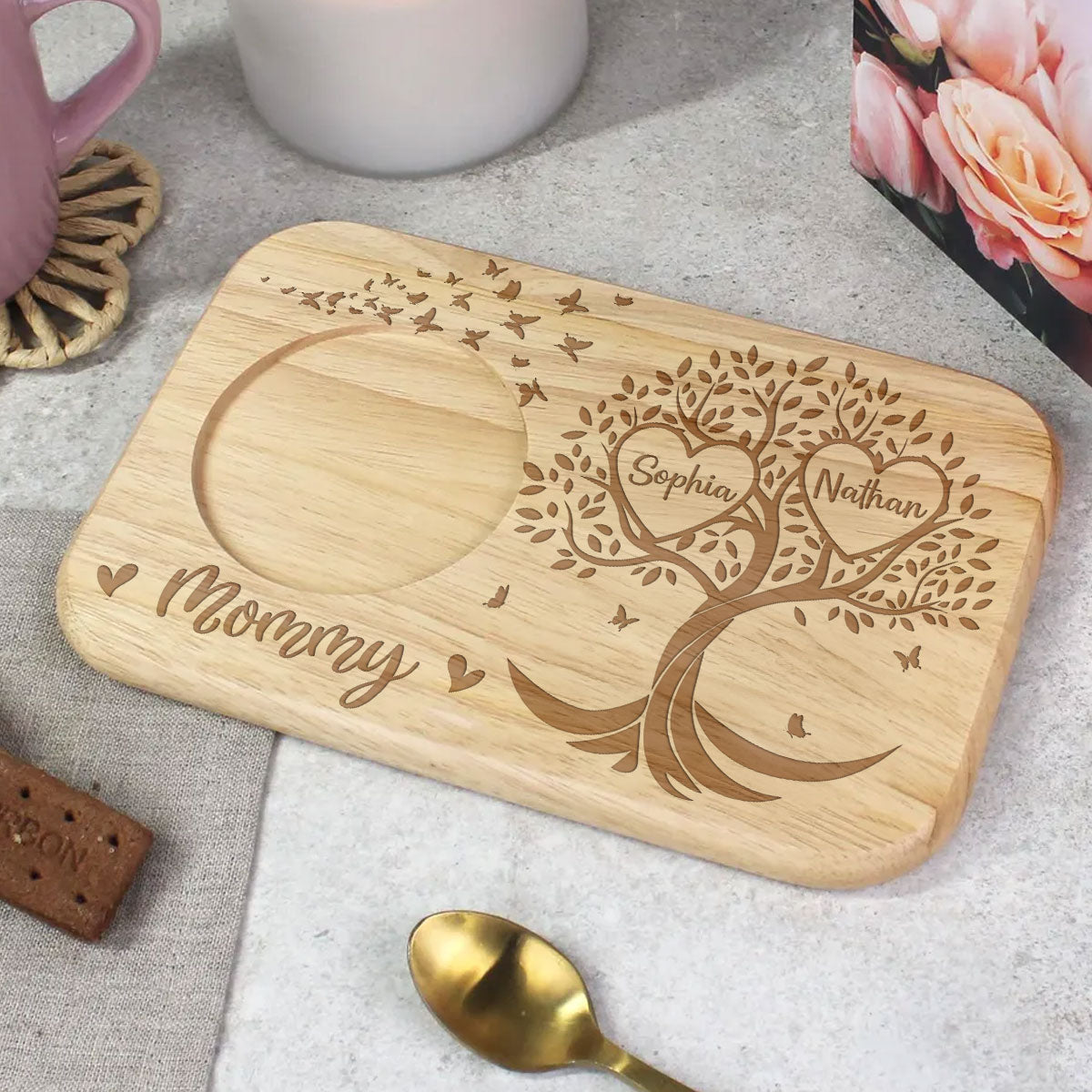 Grandma Family Tree Name - Personalized Custom Wooden Treat Board