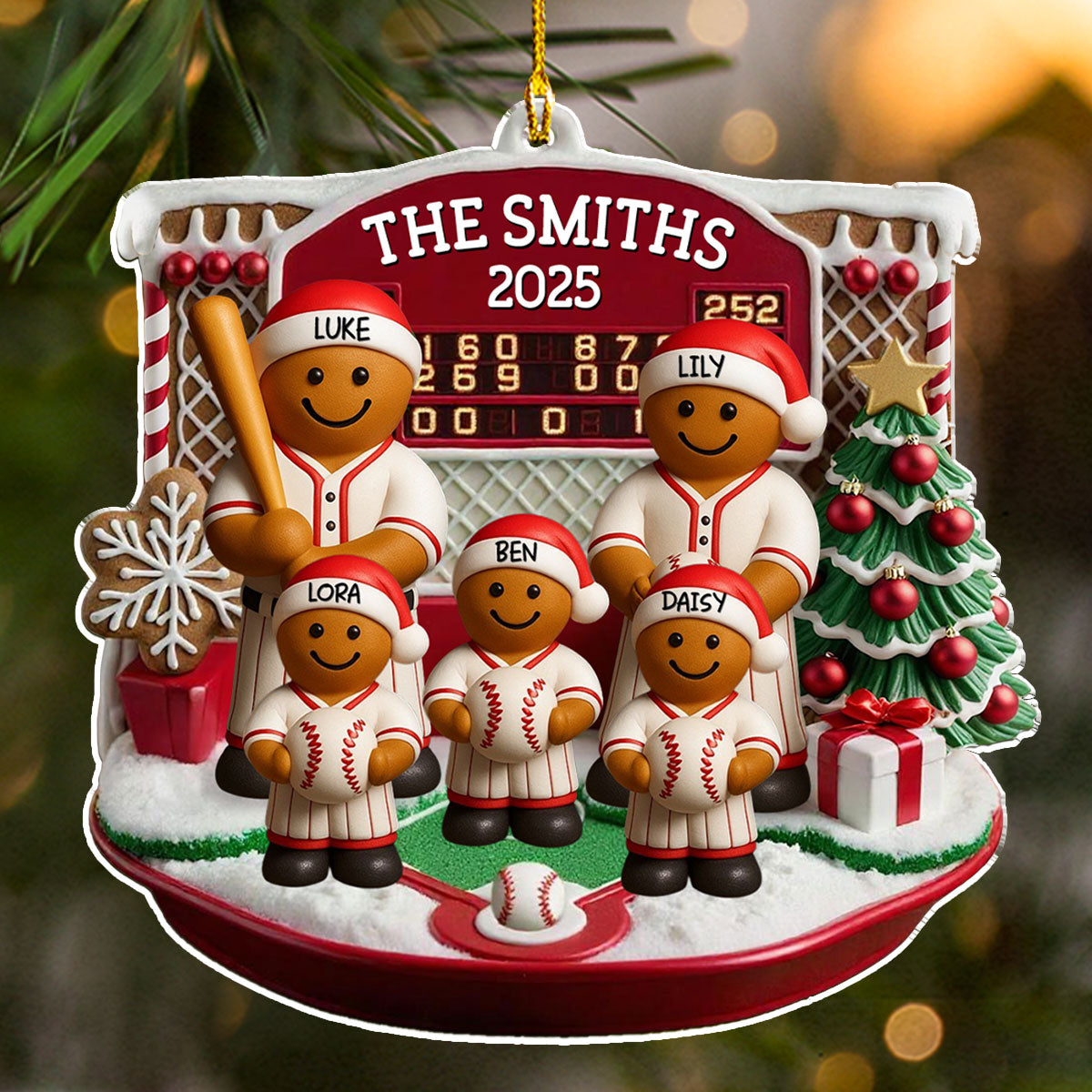Gingerbread Family - Personalized Custom Acrylic Ornament