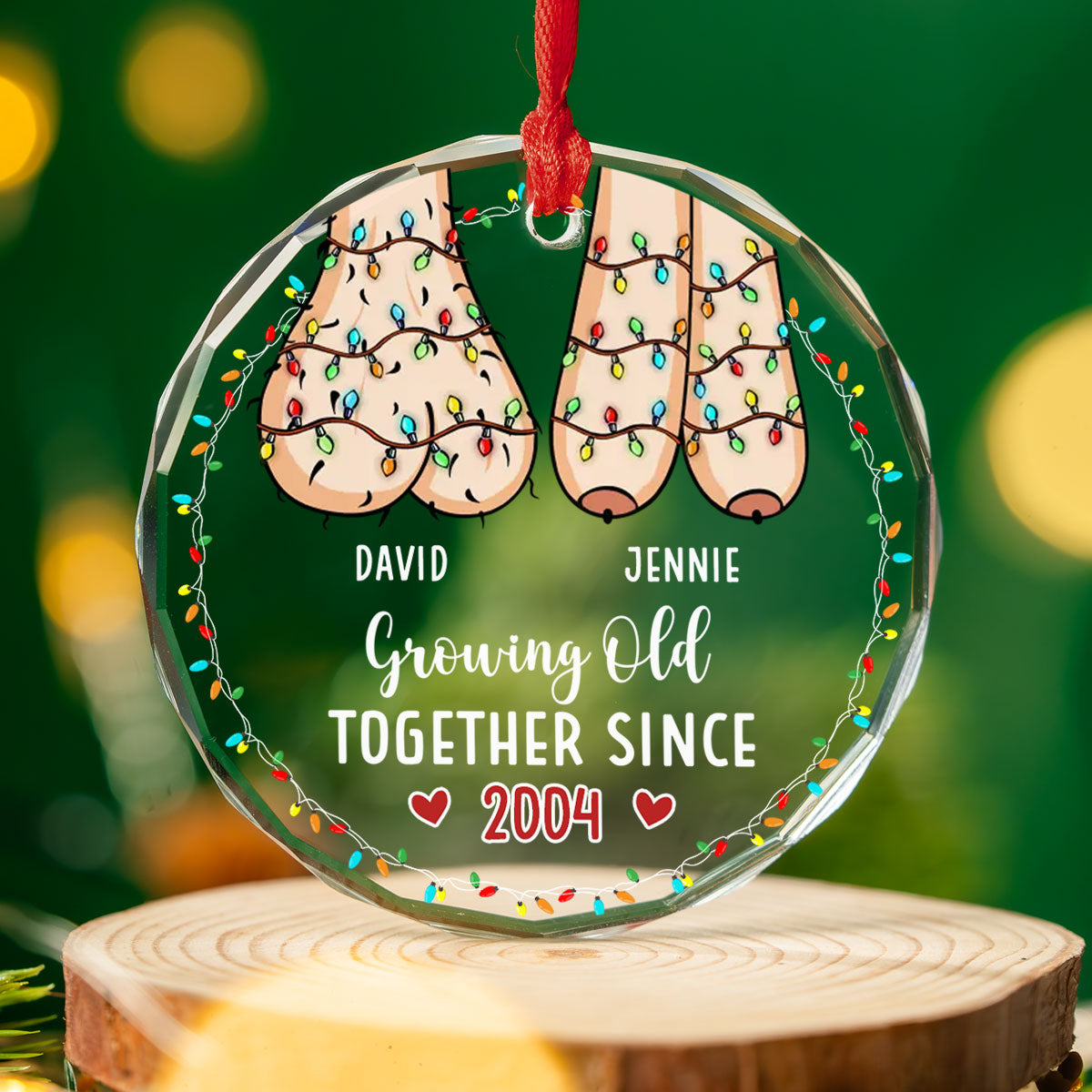 I Wanna Grow Old With You - Personalized Custom Glass Ornament