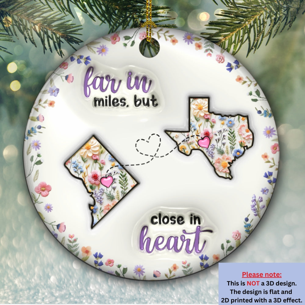 Love Knows No Distance Boundaries - Personalized Custom 3D Inflated Effect Ceramic Ornament