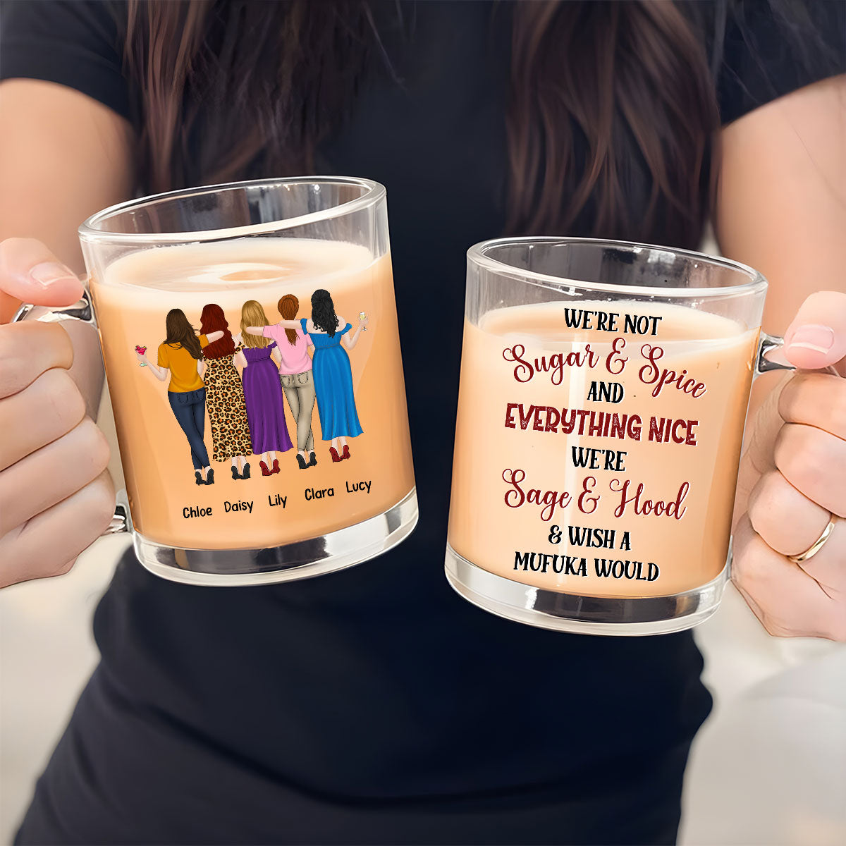 Hood Best Friends - Personalized Custom Glass Mug