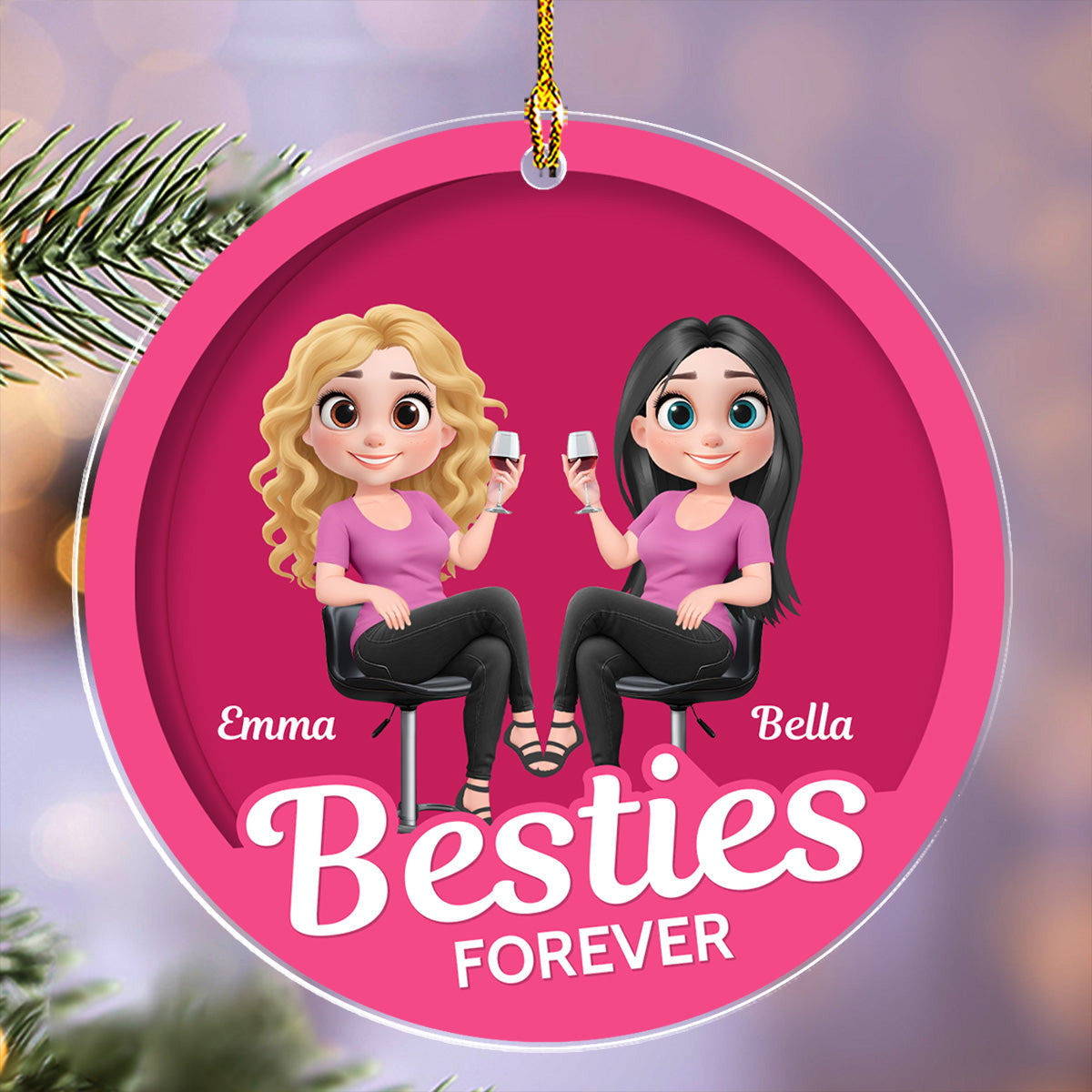 Besties Together Figure - Personalized Custom Acrylic Ornament