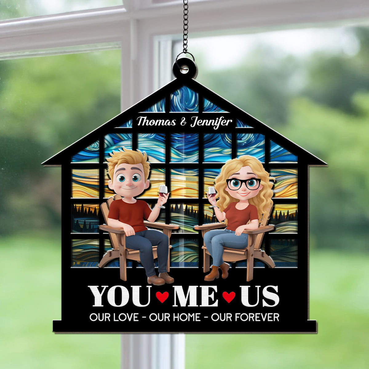 Home Begins With Our Love -  Personalized Custom Suncatcher
