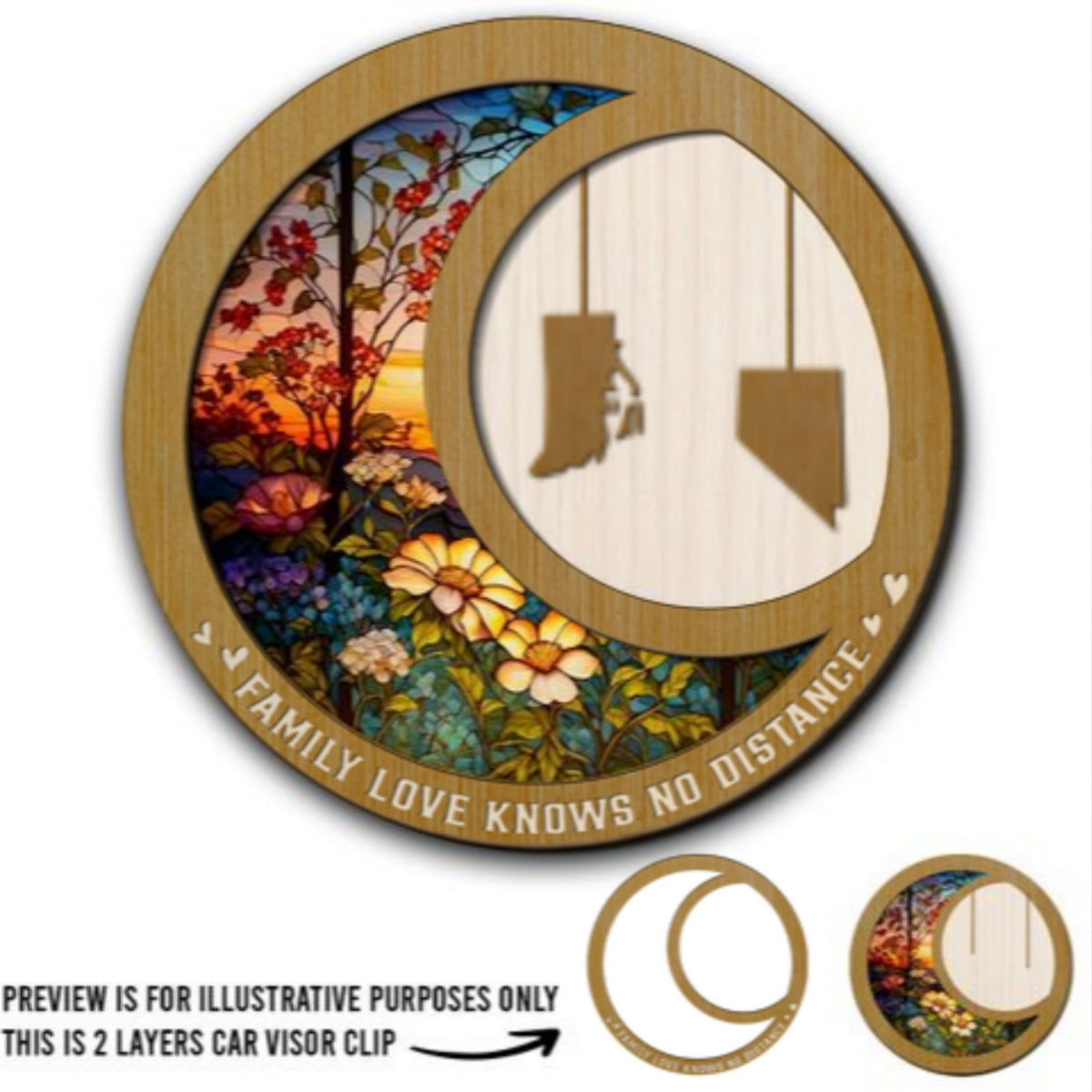 Family Love Knows No Distance Ver 2 - Personalized Custom Car Visor Clip