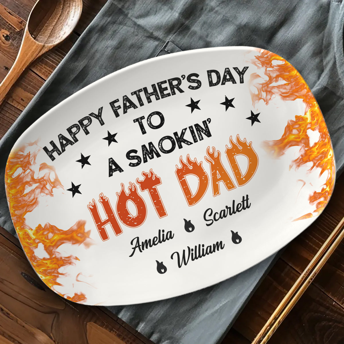 Hot On The Grill Dad - Personalized Custom Platter