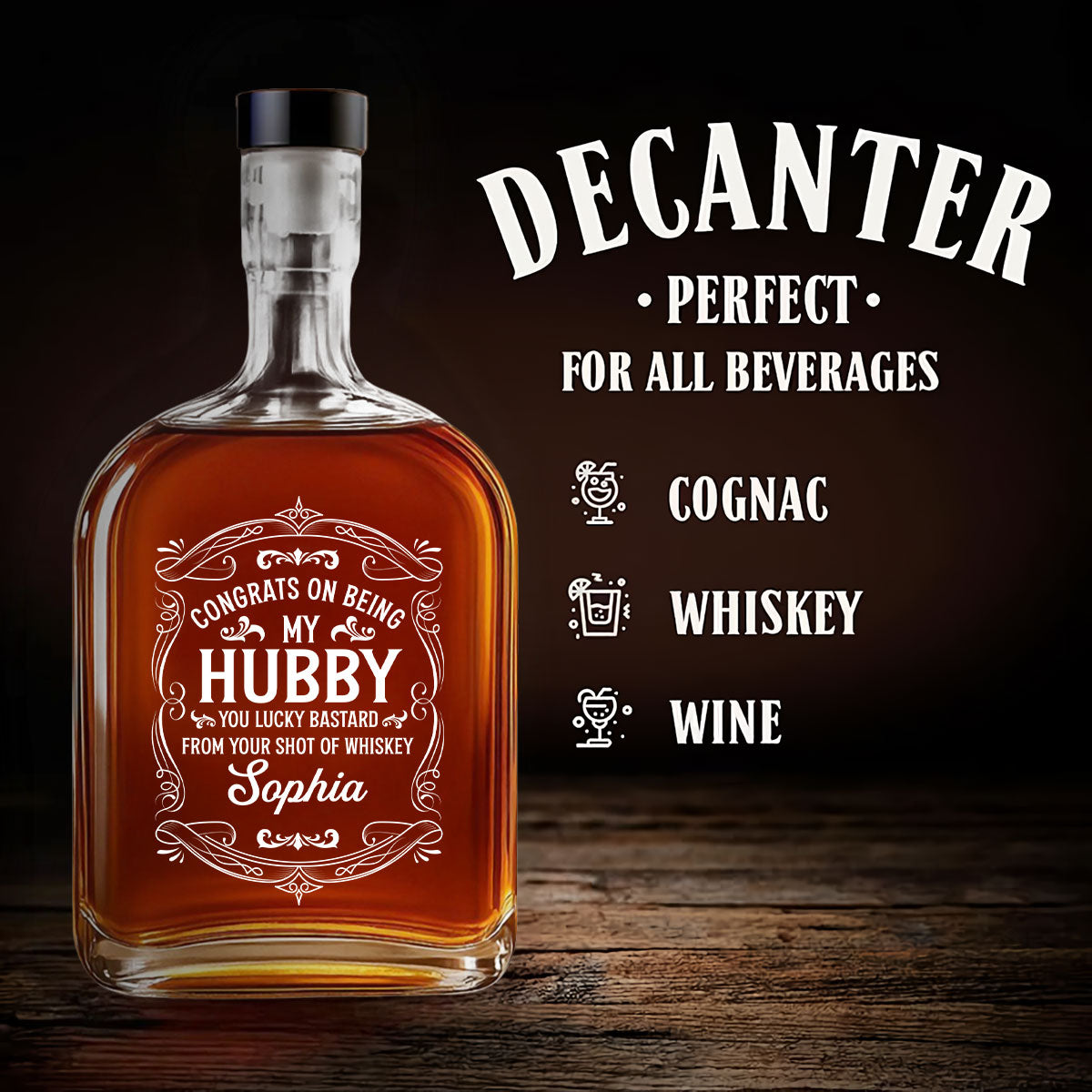 You Lucky Bastard - Personalized Custom Spirits Decanter
