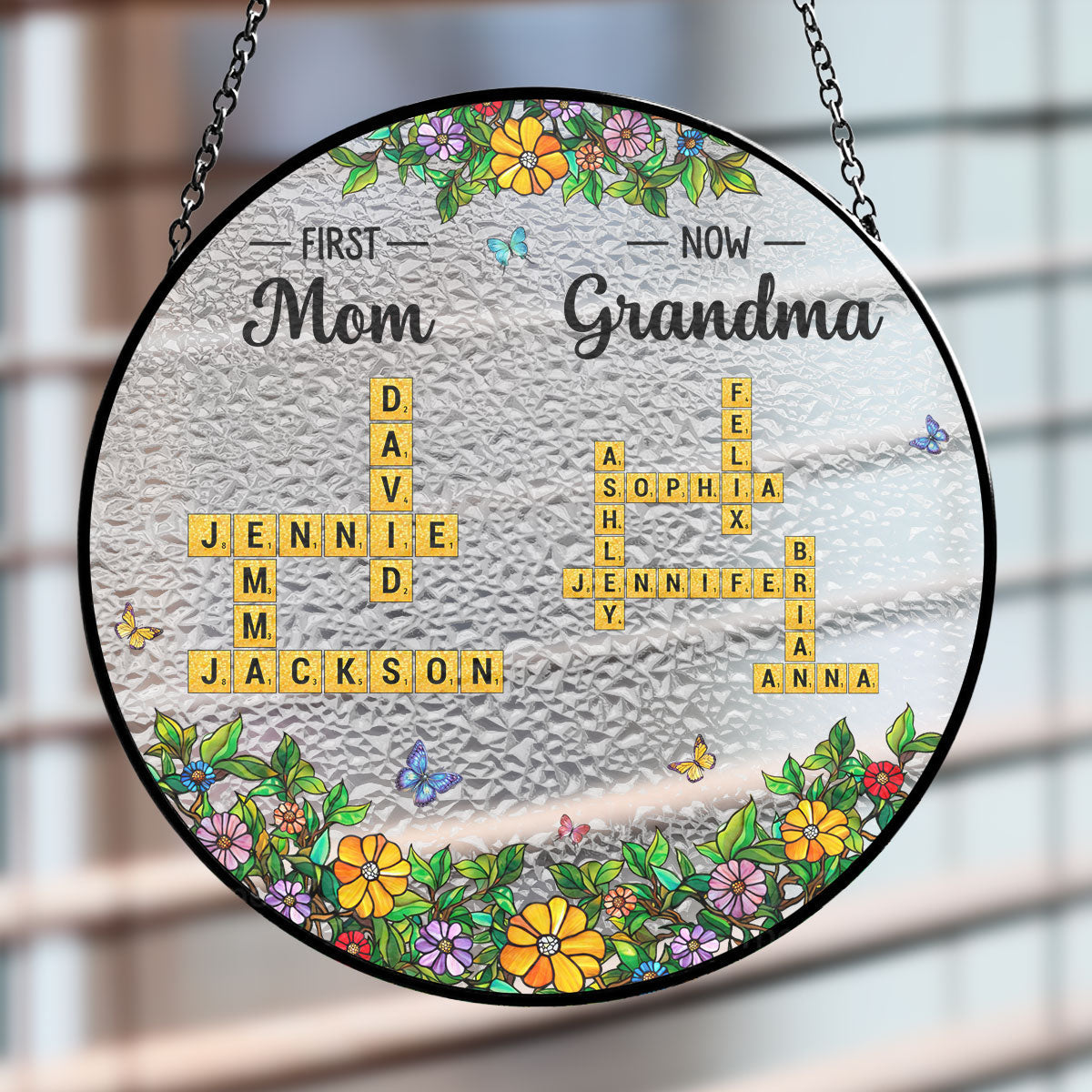 Mom And Grandma - Personalized Custom Window Hanging Suncatcher