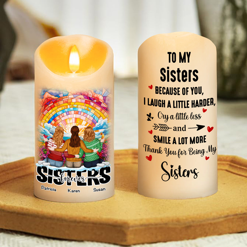 Because of You I Laugh a Little Harder Version 2 - Personalized Custom LED Candle