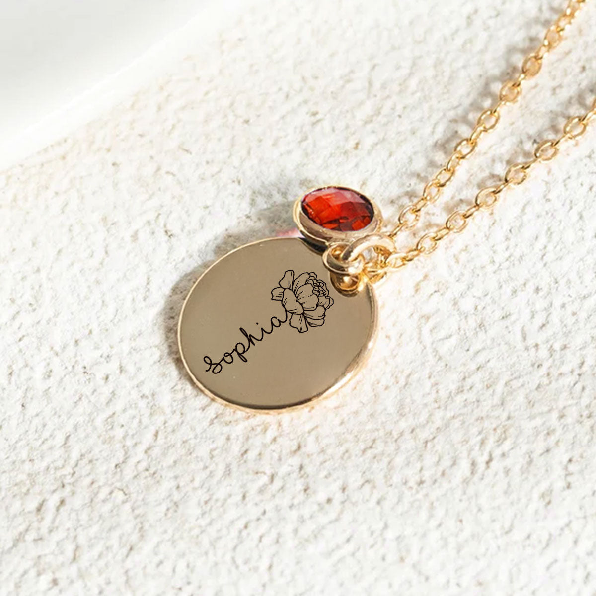 Custom Name Flower - Personalized Custom Birthstone Necklace