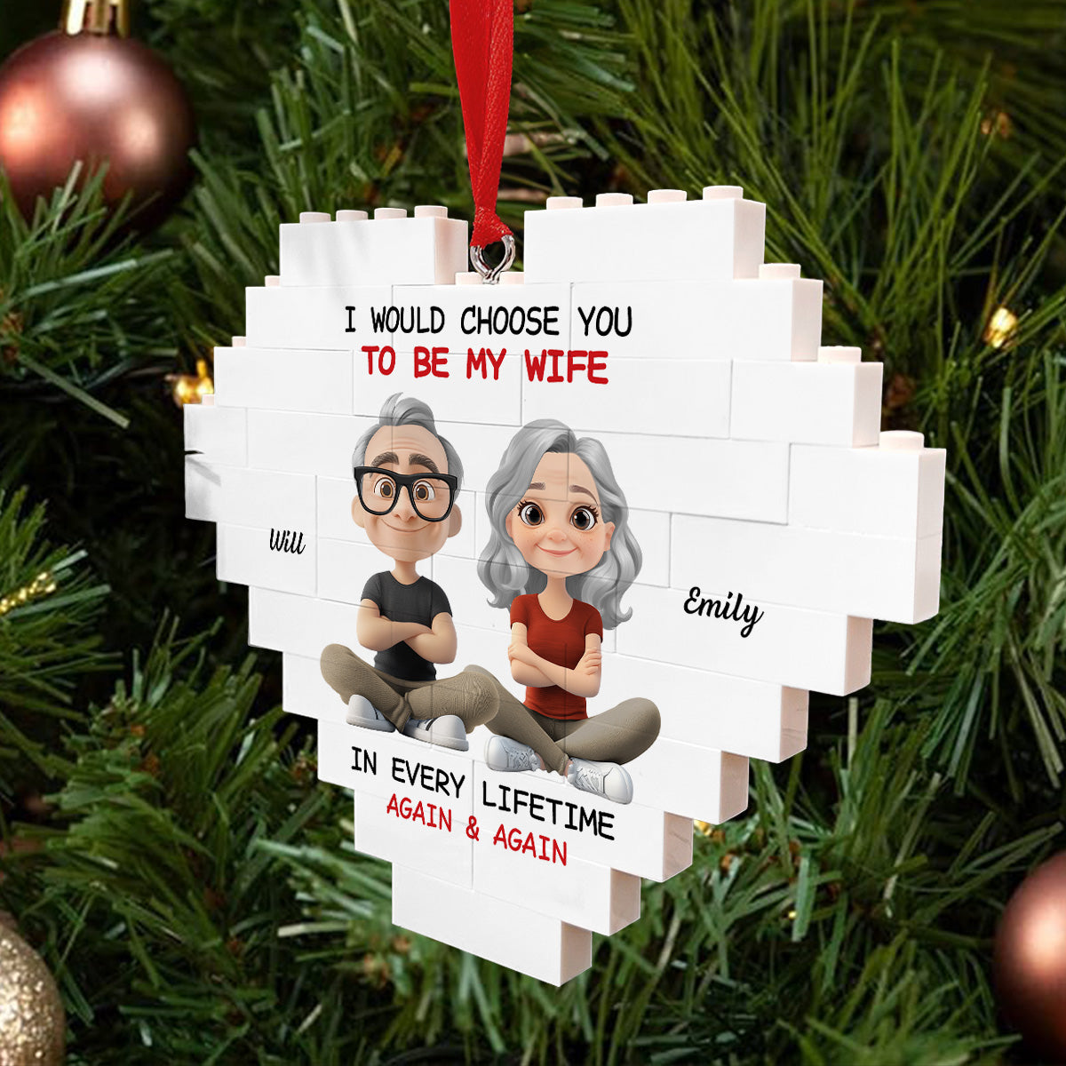 Always Choose You - Personalized Custom Heart Puzzle Ornament