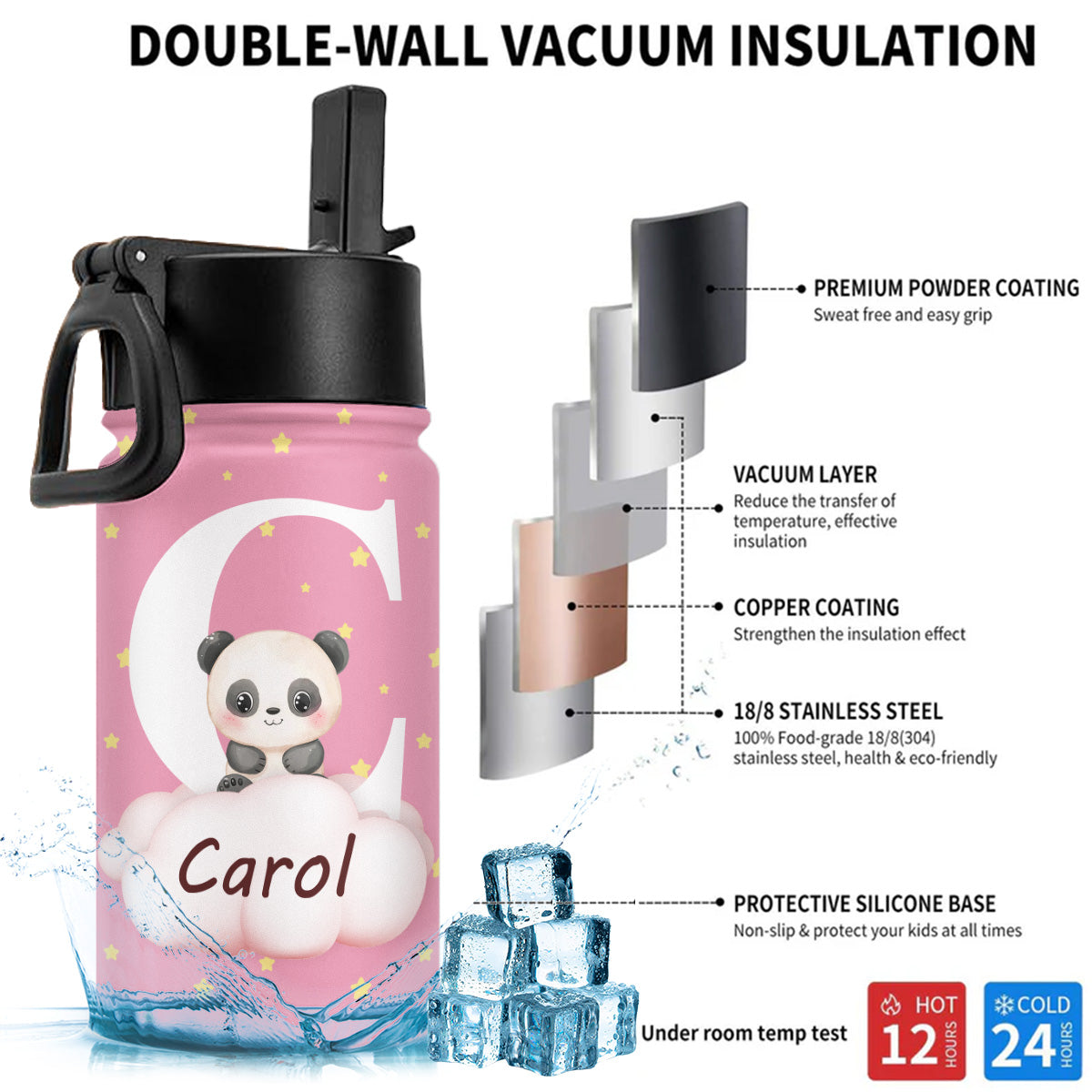 Cute Forest Animal - Personalized Custom Kids Water Bottle