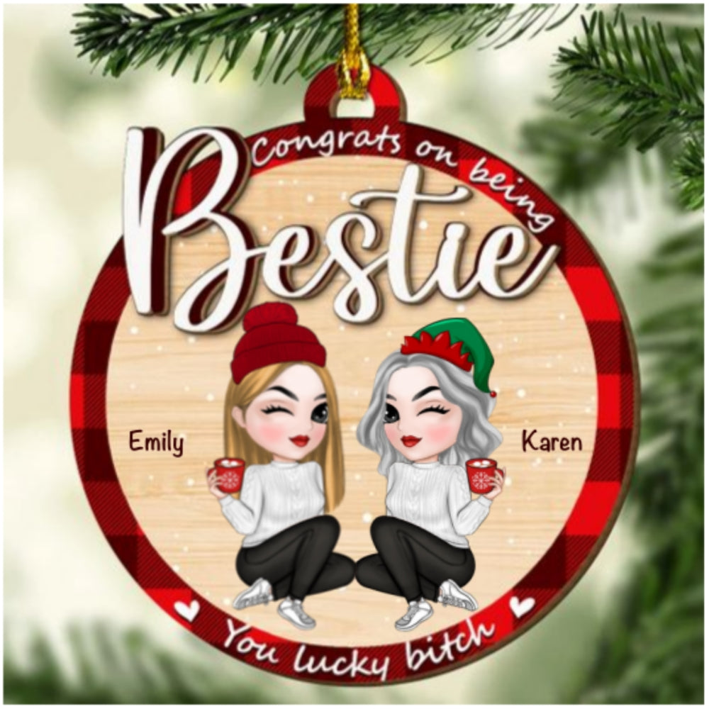 You Lucky Besties - Personalized Custom Freeshape 2-Layered Wood Ornament
