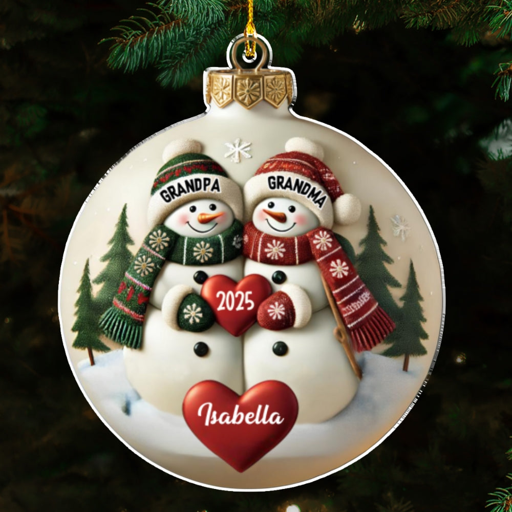 Merry Christmas Grandma And Grandpa - Personalized Custom Acrylic Ornament