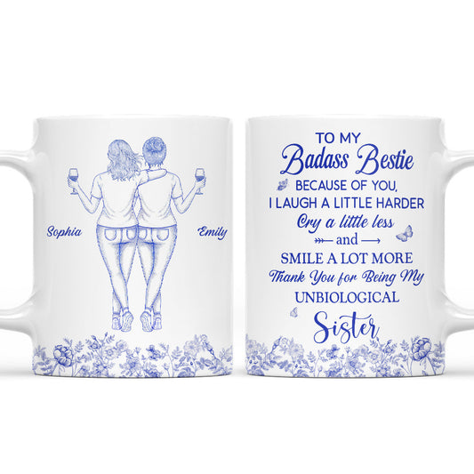 Thank You for Being My Sister Flower Toile Ver 2 - Personalized Custom Coffee Mug