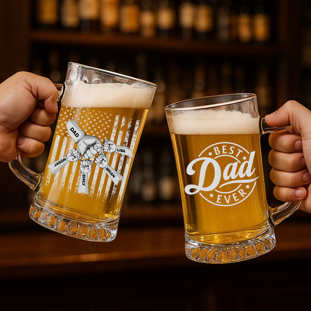 Best Dad Ever - Personalized Custom Beer Glass With Handle